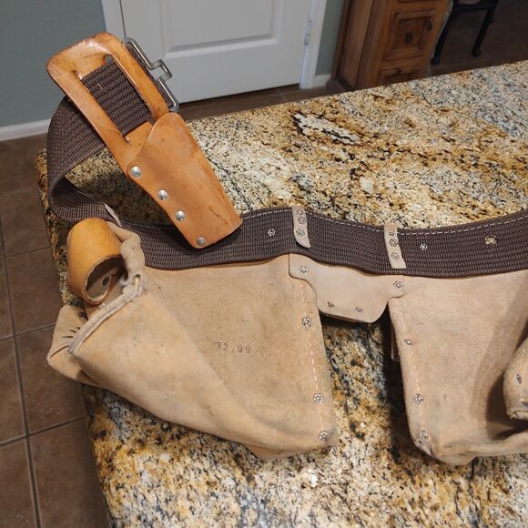 Square Pocket Genuine Suede Leather Action Tool Belts Brown Leathercraft LA 427 - Picture 7 of 10